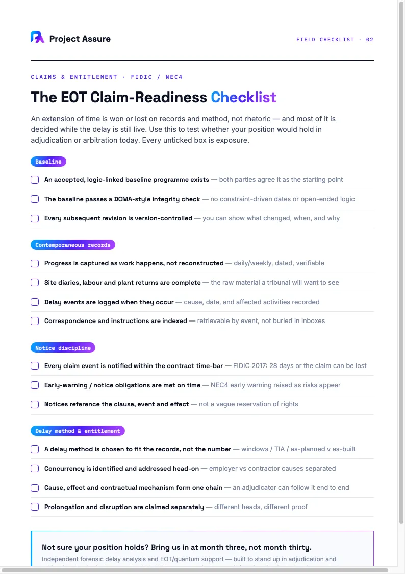 EOT claim-readiness checklist cover